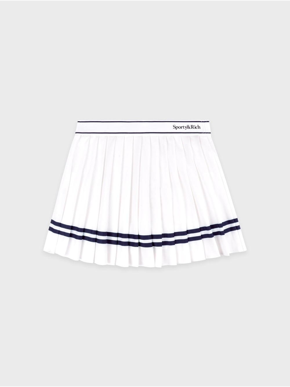 Sporty & Rich Serif Logo Pleated Skirt - White/Navy - Picture 3 of 8